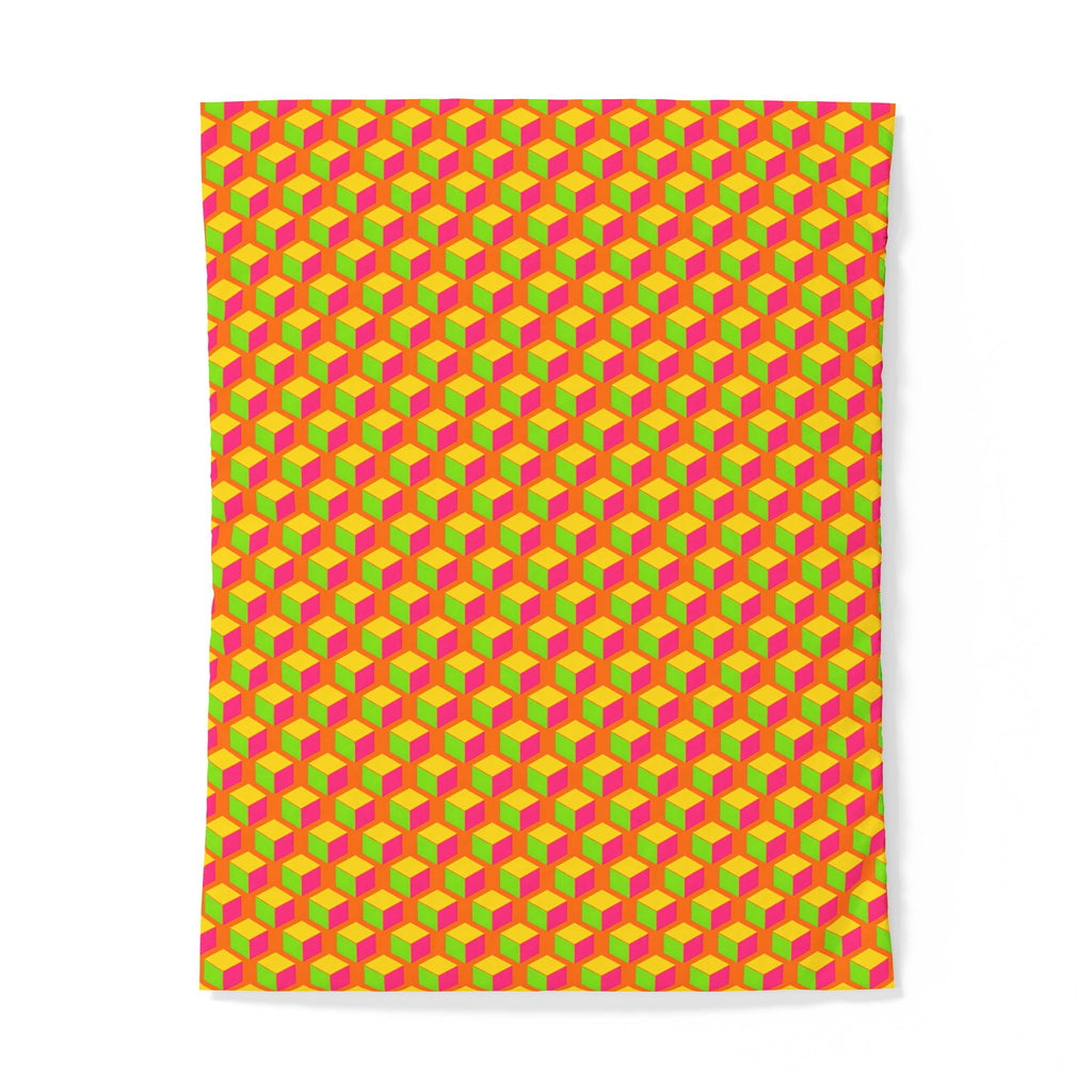 Giant Faceted Cubes II Cotton Duvet Cover – Hot Citrus Festive