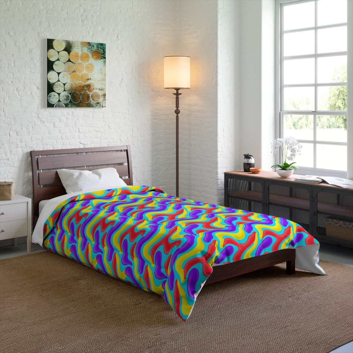 Liquid Band Ripple Comforter – Op-Art Fluid Bands Pattern