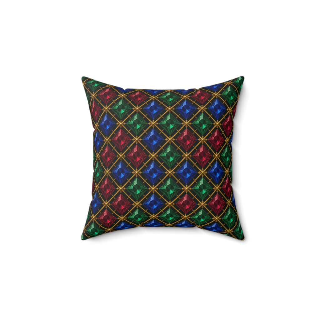 Prismatic Diamond Lattice Faux Suede Cushion – Geometric Pattern