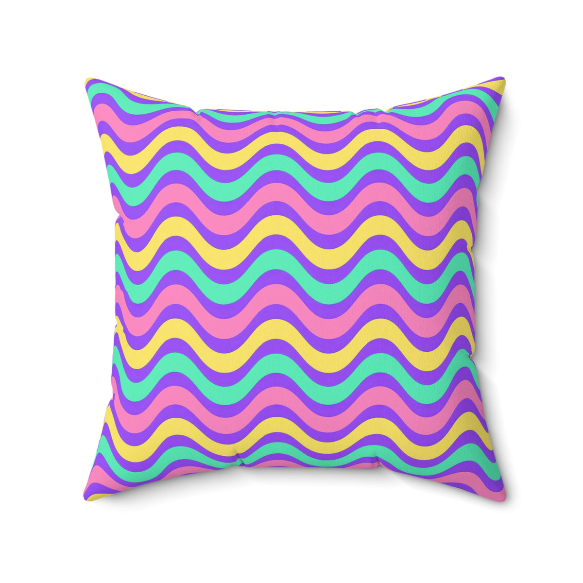 Wide Wave Interference Faux Suede Cushion – Candy Pastel on Grape