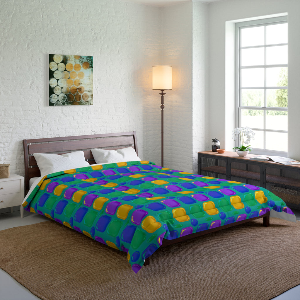 Giant Puffy Glass Cushions Comforter – Peacock Jewel