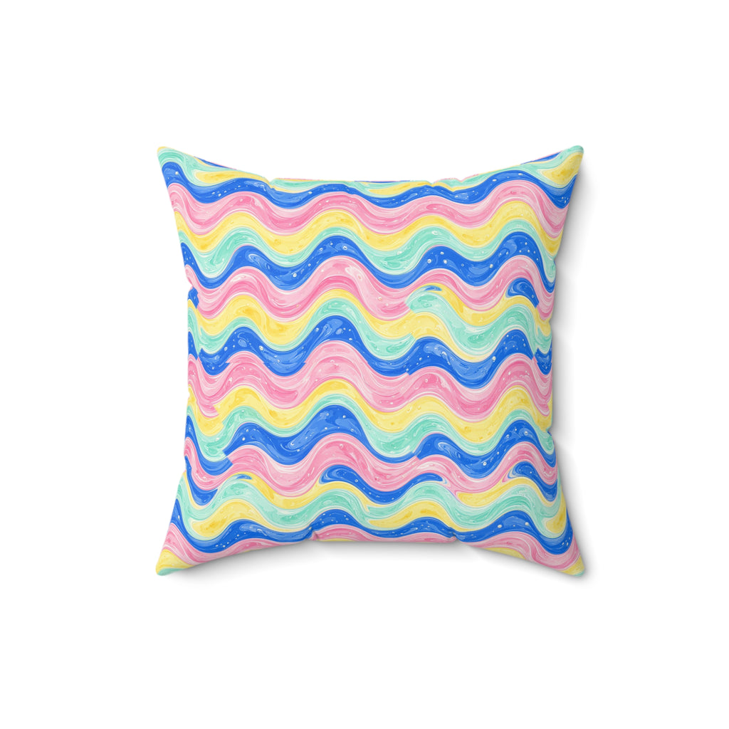 Icing Drip Waves Faux Suede Cushion – Candy Fluid Art Pattern