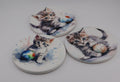 Cuddly kitten Printed Watercolour effect Round Ceramic Coasters-  Set of 6, colourful, gift for all occasions, six unique designs.