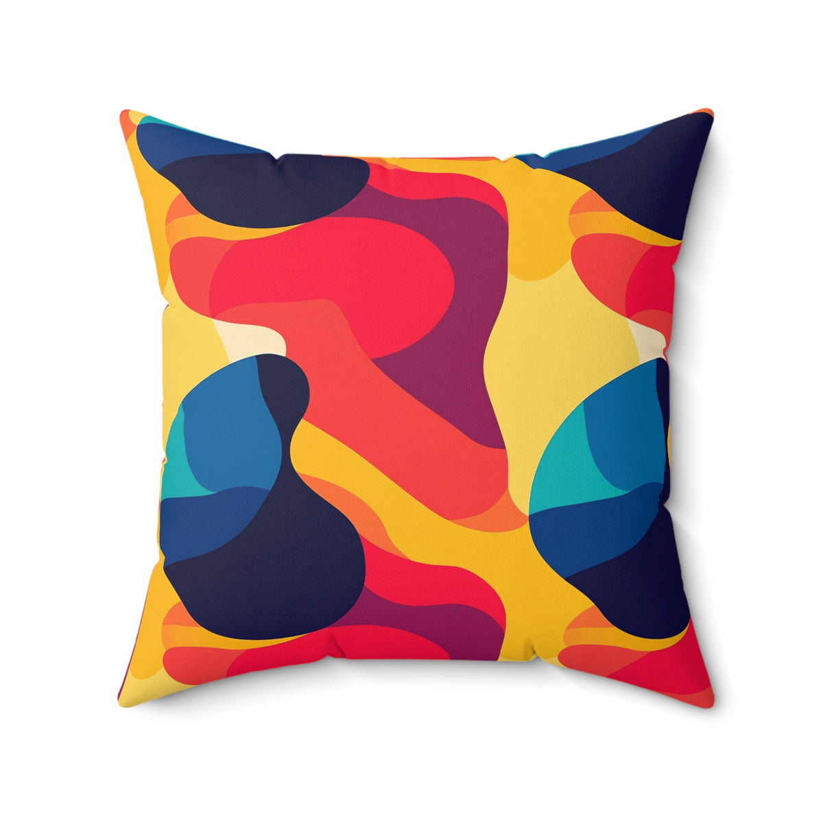 Bold Blob Camo Faux Suede Cushion – Abstract Shapes Pattern