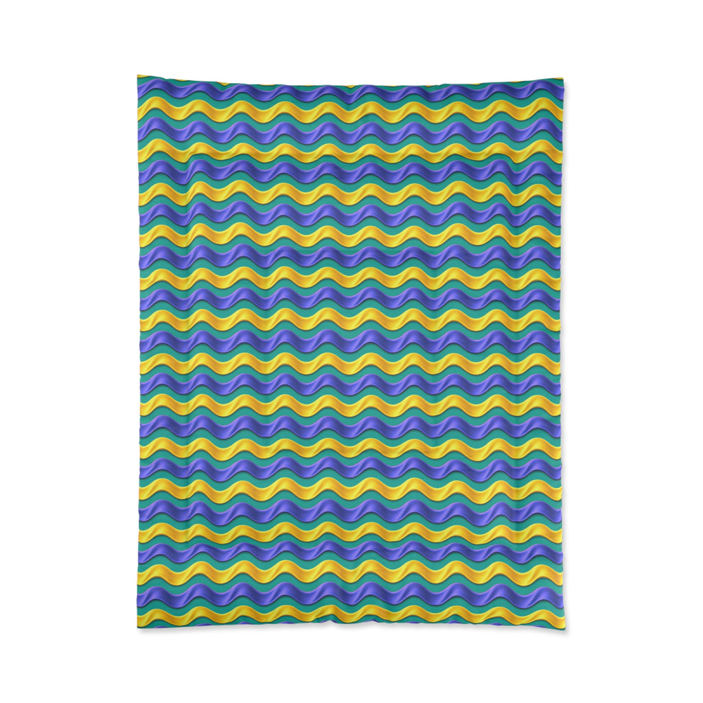Satin Wave Bands Comforter – Peacock Jewel
