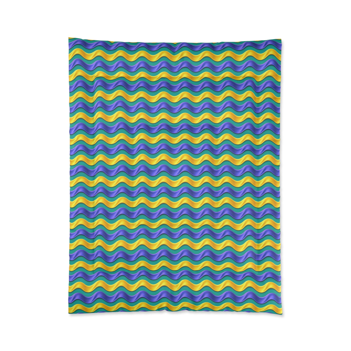 Satin Wave Bands Comforter – Peacock Jewel