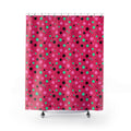 Blot Burst Shower Curtain – Candy Pop on Raspberry
