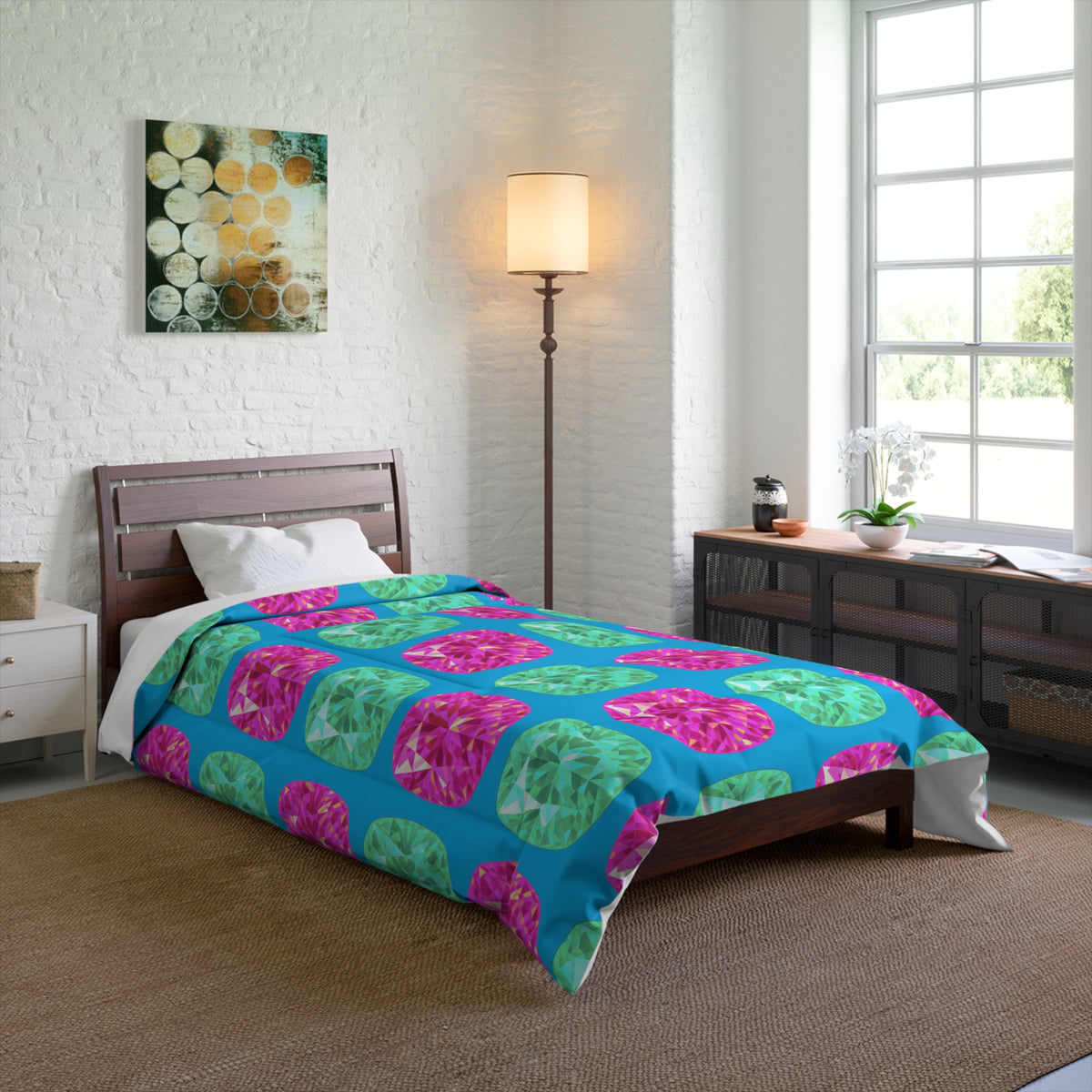 Giant Cut Gem Grid Comforter – Ice Jewel