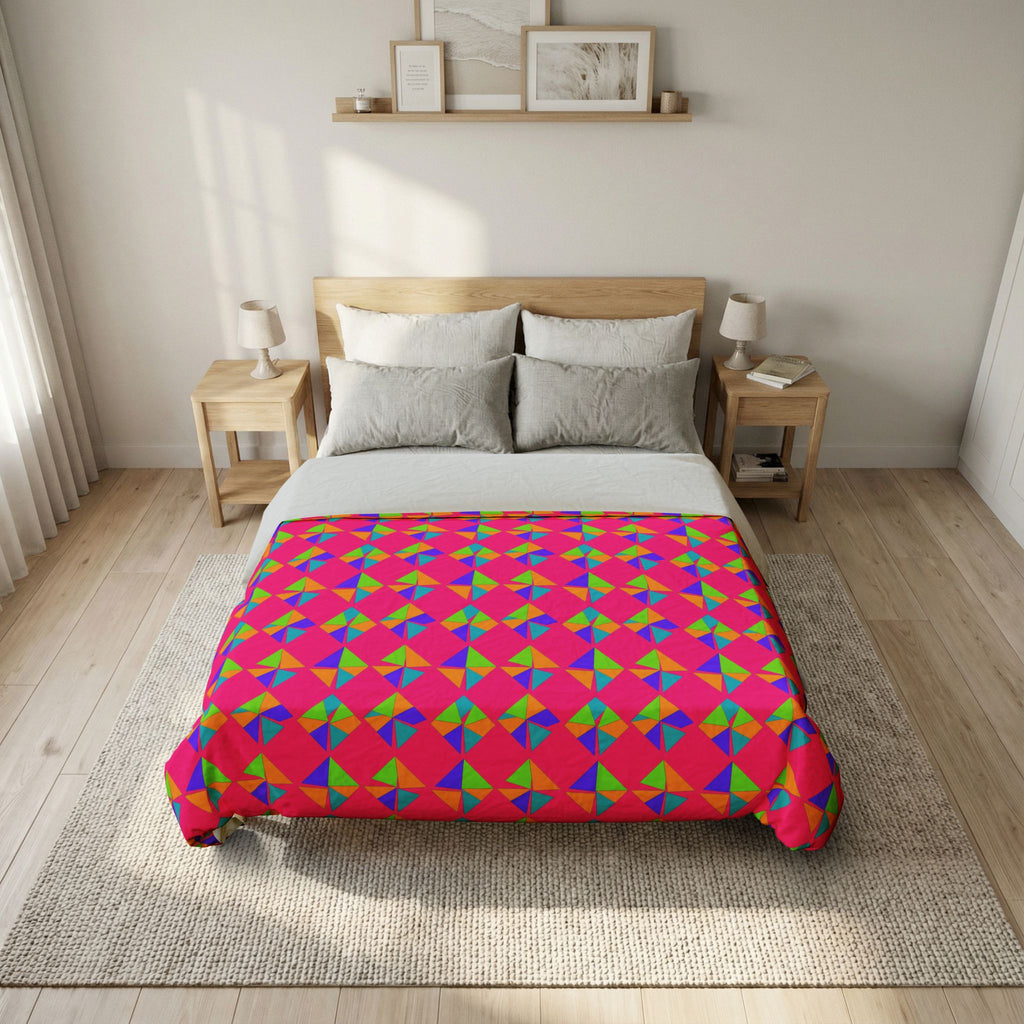 Stacked Cubist Prisms Cotton Duvet Cover – Tropical Punch