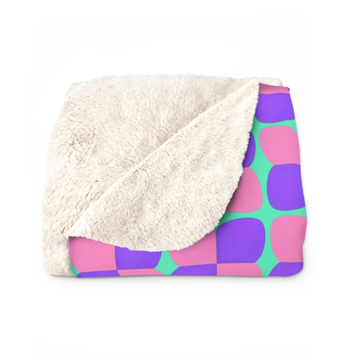 Bold Bulge Checker Sherpa Fleece Blanket – Candy Pastel on Grape