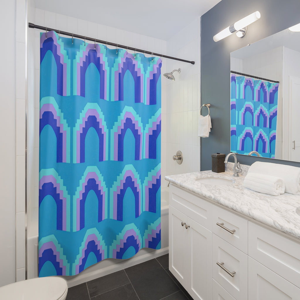 Grand Stepped Arches Shower Curtain – Ice Jewel
