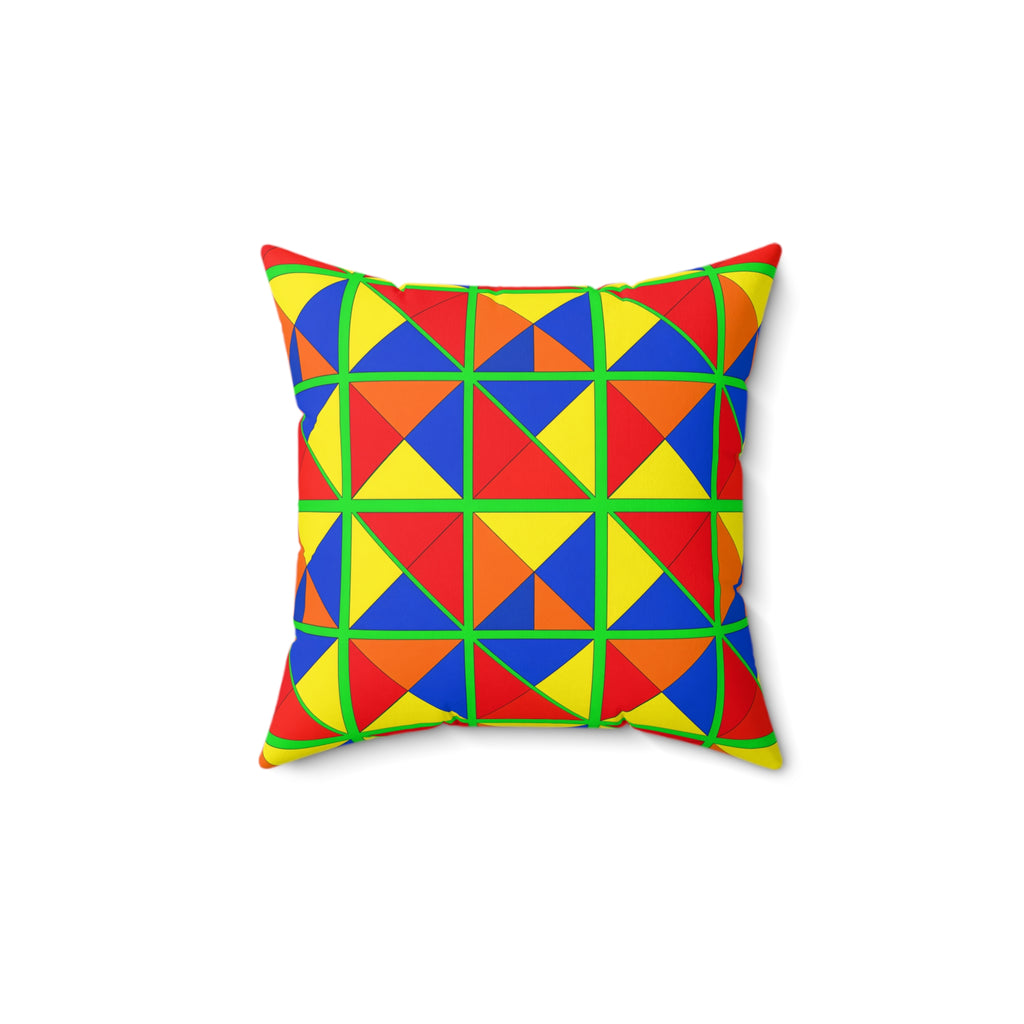 Split Square Fiesta Faux Suede Cushion – Cubist Geometric Pattern