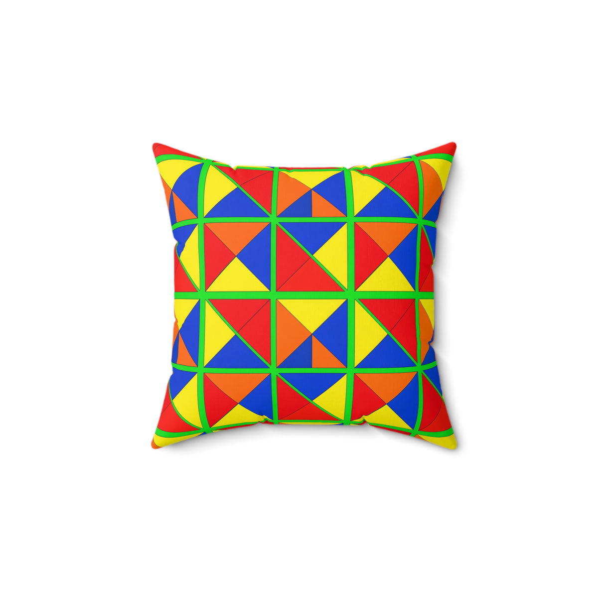 Split Square Fiesta Faux Suede Cushion – Cubist Geometric Pattern
