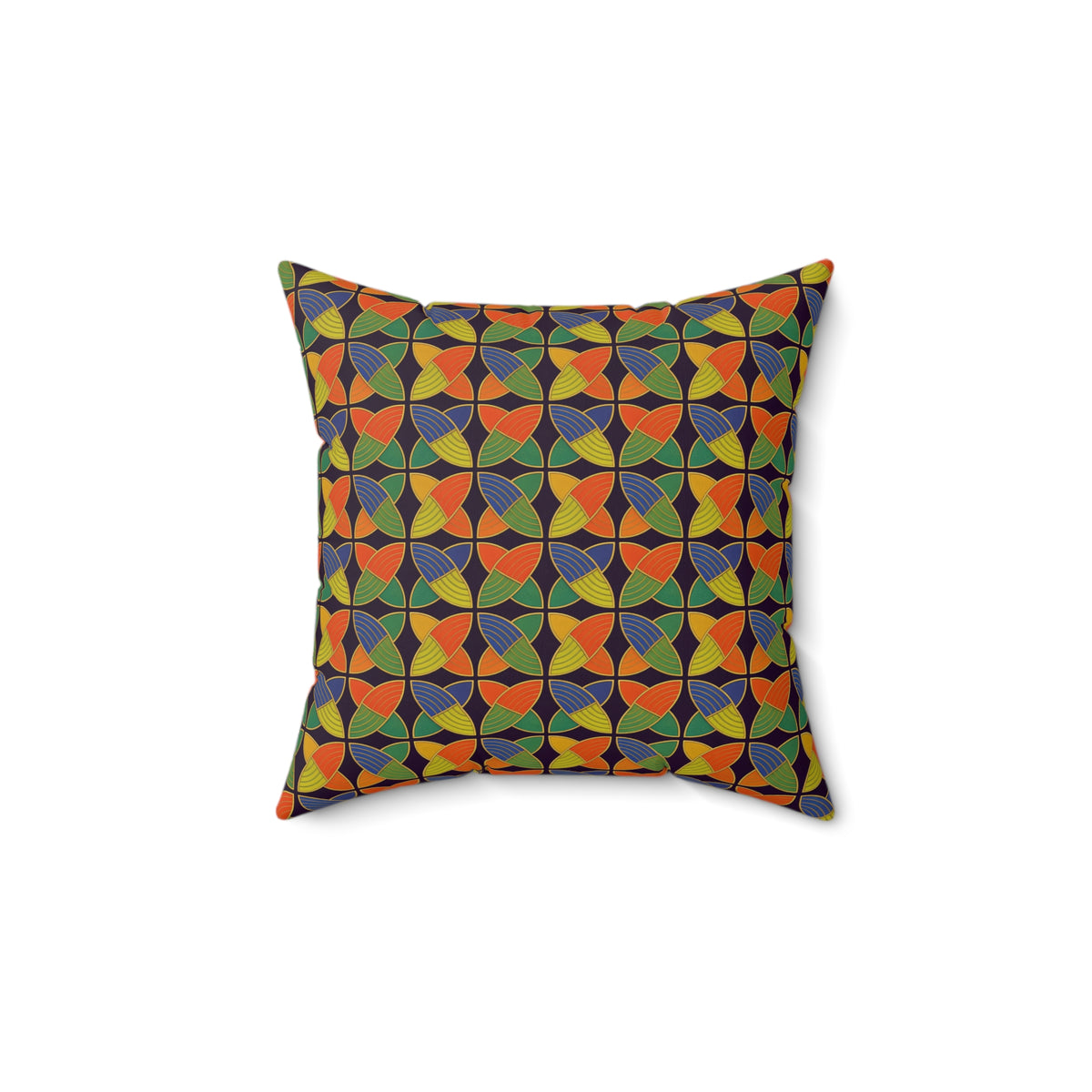 Woven Petal Quatrefoil Faux Suede Cushion – Kaleidoscopic Deco Pattern
