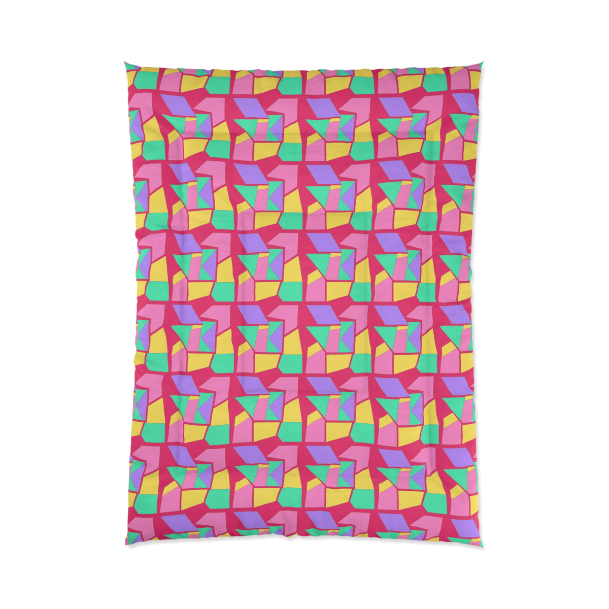 Cubist Block Quilt Comforter – Candy Pop on Raspberry