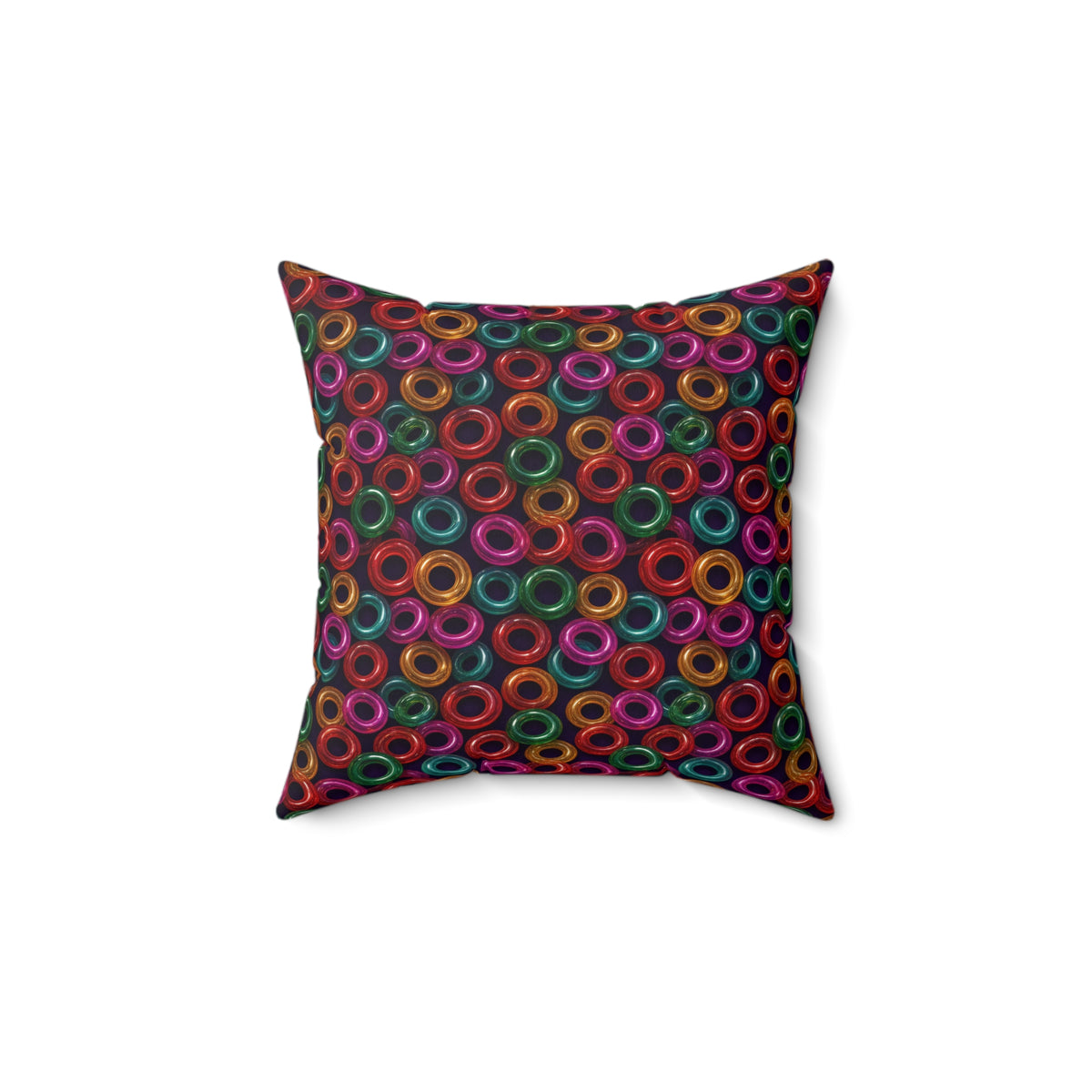 Glass Ring Scatter Faux Suede Cushion – Holographic-Look Jelly Pattern