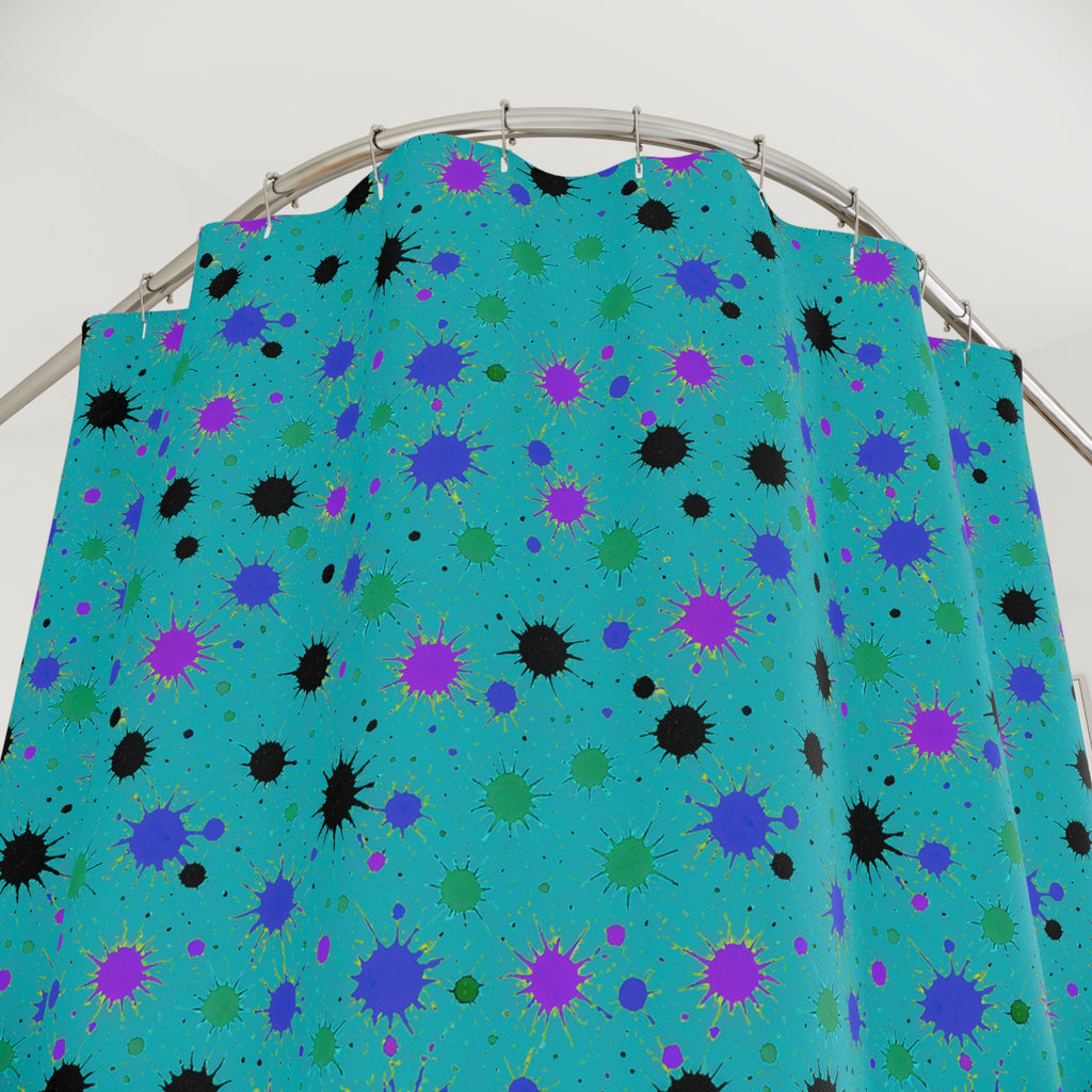 Splat Storm Shower Curtain – Peacock Jewel