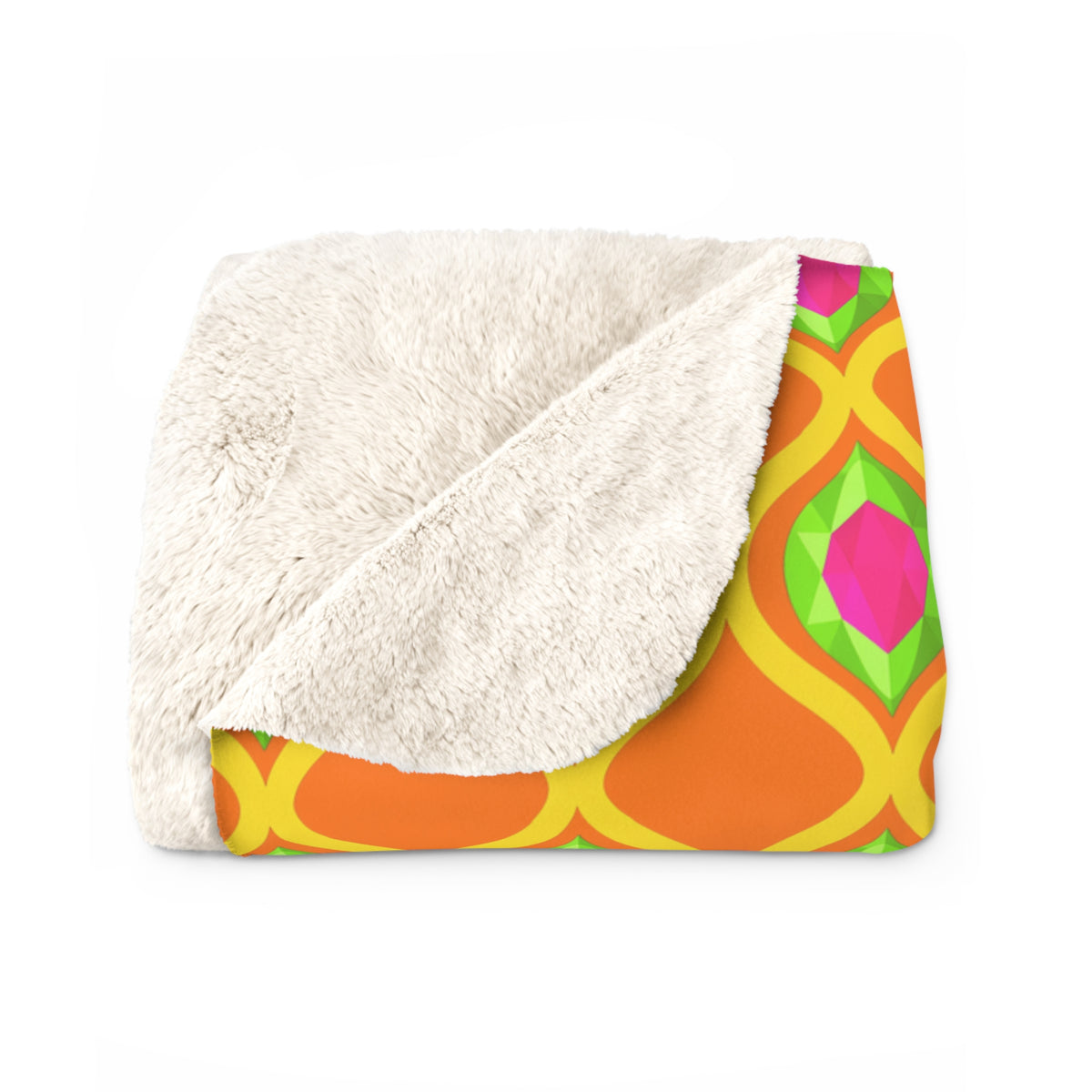 Grand Gold Ogee Lattice II Sherpa Fleece Blanket – Hot Citrus Festive