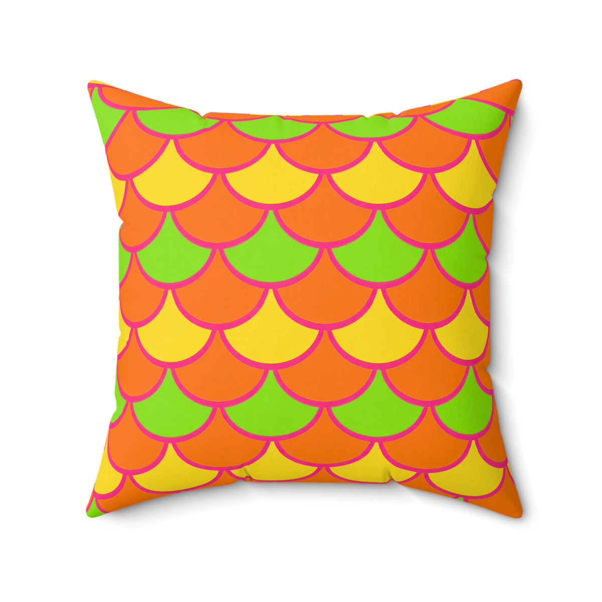 Big Jewel Scales II Faux Suede Cushion – Hot Citrus Festive