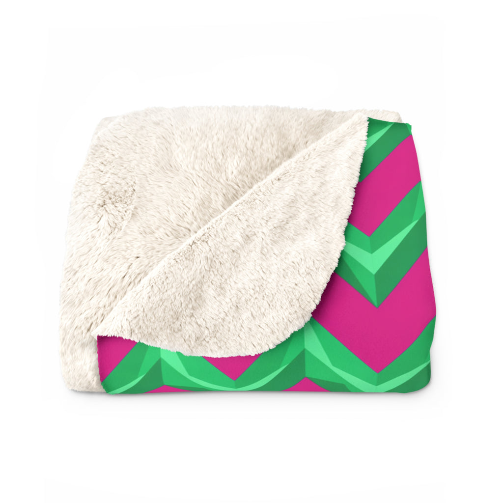 Broad Cut-Gem Chevrons Sherpa Fleece Blanket – Chevron Geometric Pattern