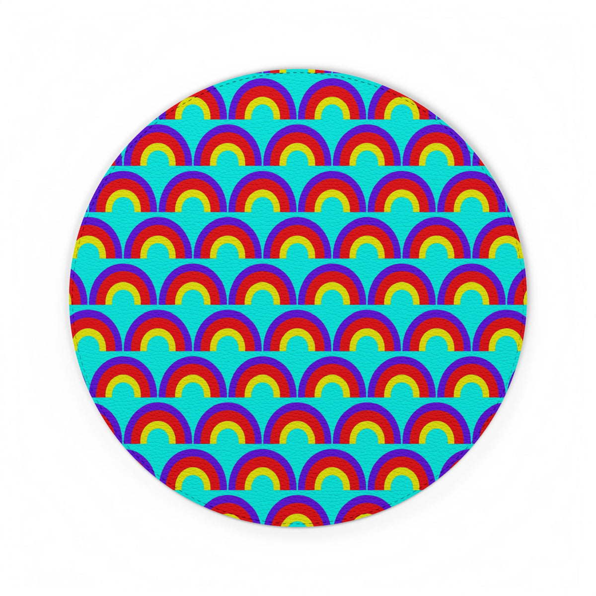 Chromatic Scallop Ripple Vegan Leather Mouse Mat – Op-Art Scallops Pattern