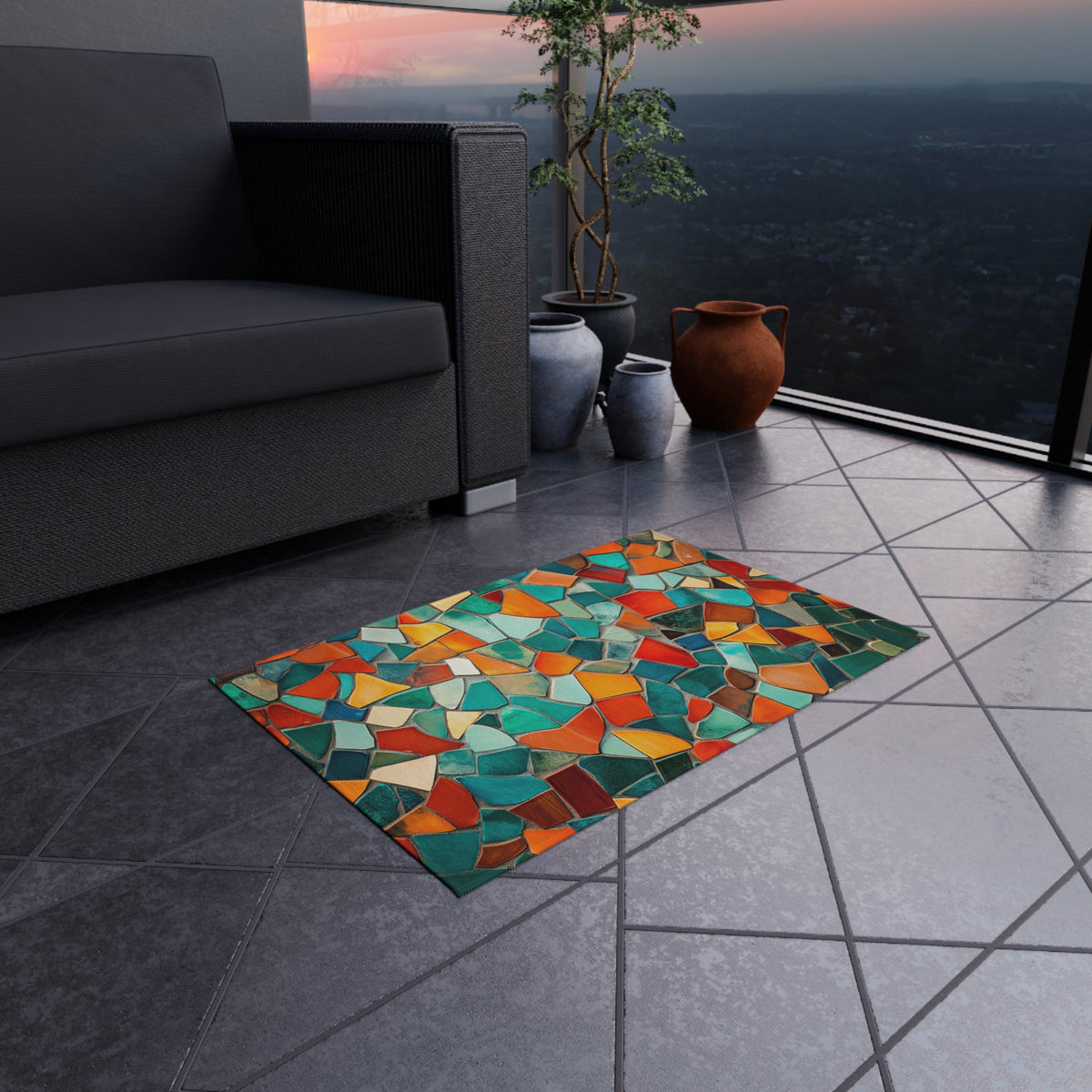 Mosaic Tile Glow Outdoor Rug – Mosaic Art