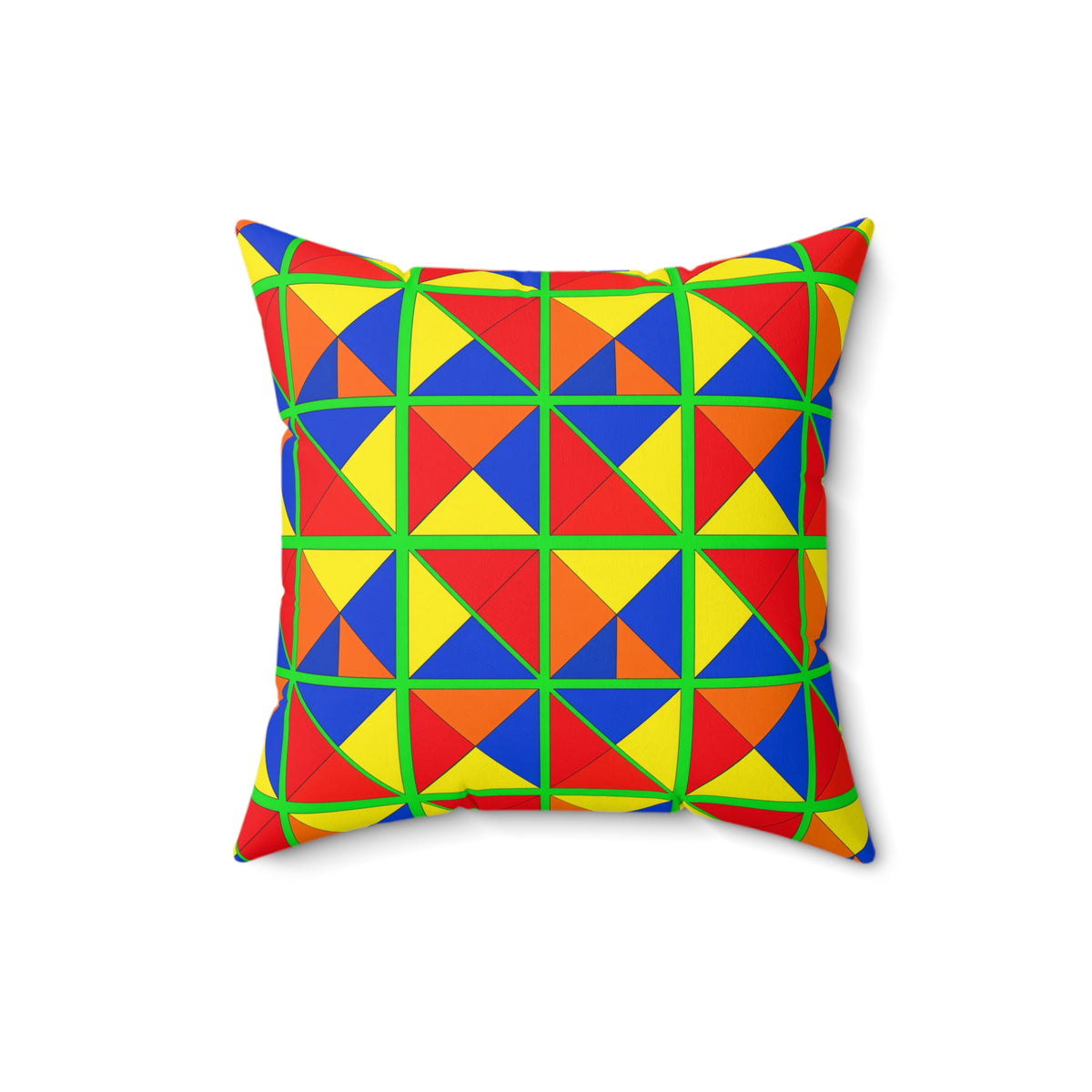 Split Square Fiesta Faux Suede Cushion – Cubist Geometric Pattern