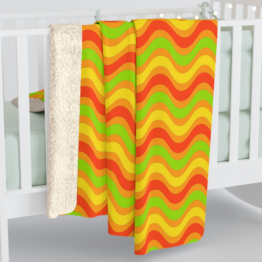 Wide Wave Interference Sherpa Fleece Blanket – Hot Citrus