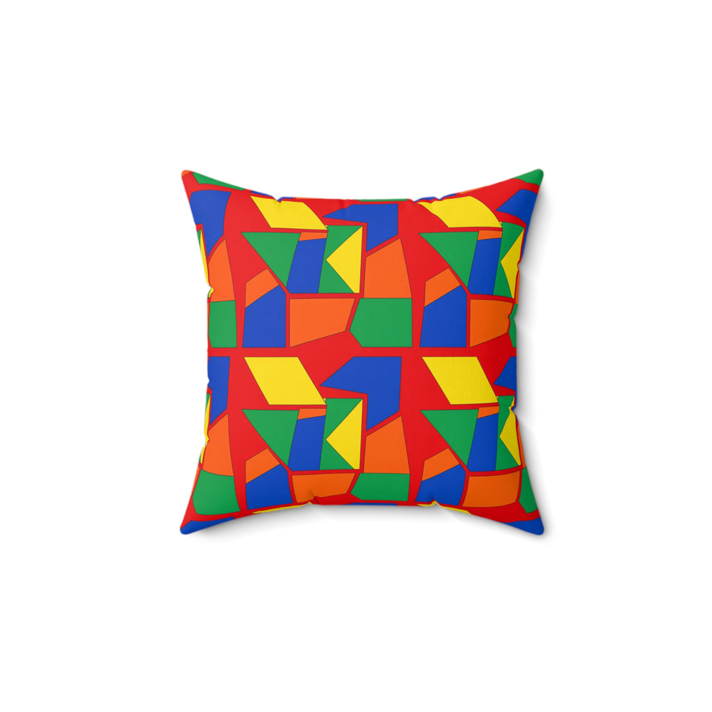 Cubist Block Quilt Faux Suede Cushion – Cubist Geometric Pattern
