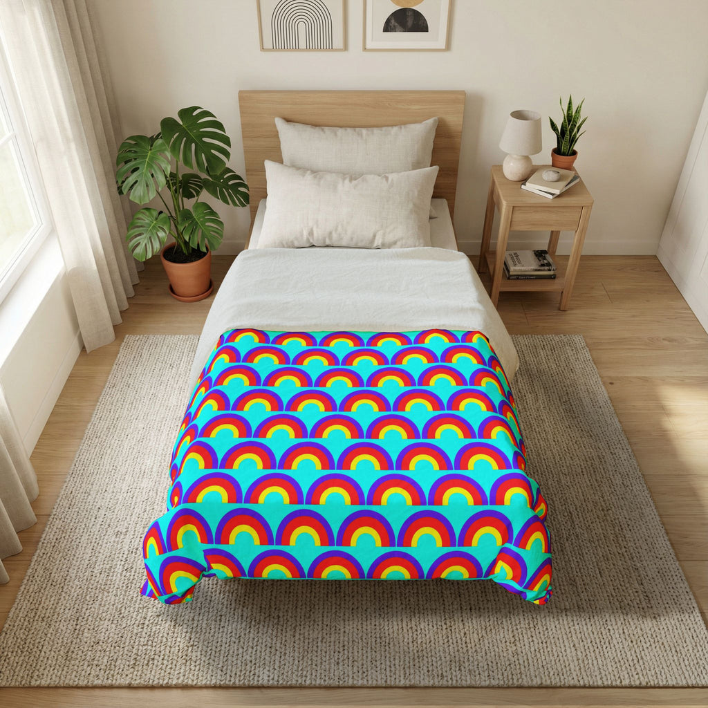 Chromatic Scallop Ripple Cotton Duvet Cover – Op-Art Scallops Pattern