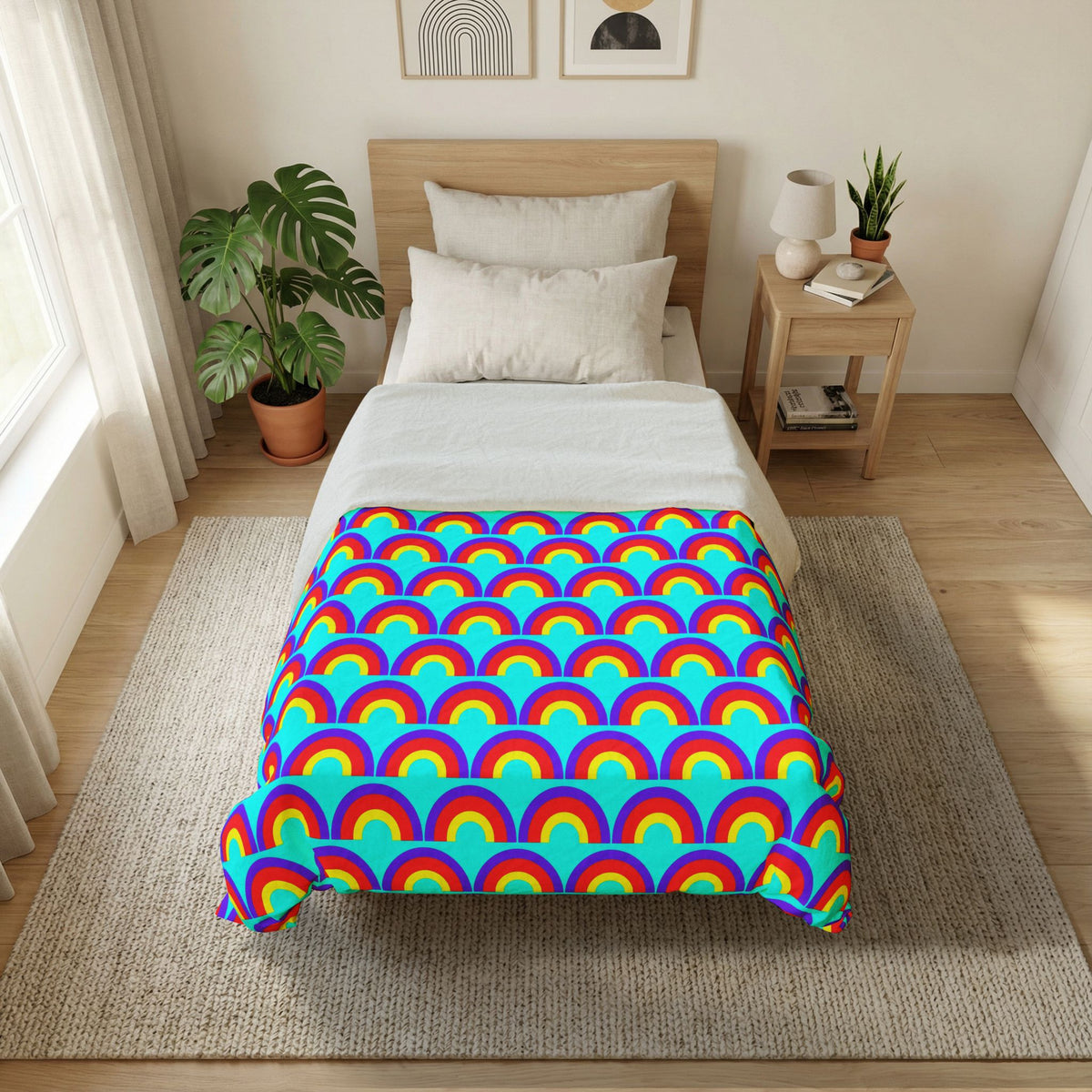 Chromatic Scallop Ripple Cotton Duvet Cover – Op-Art Scallops Pattern