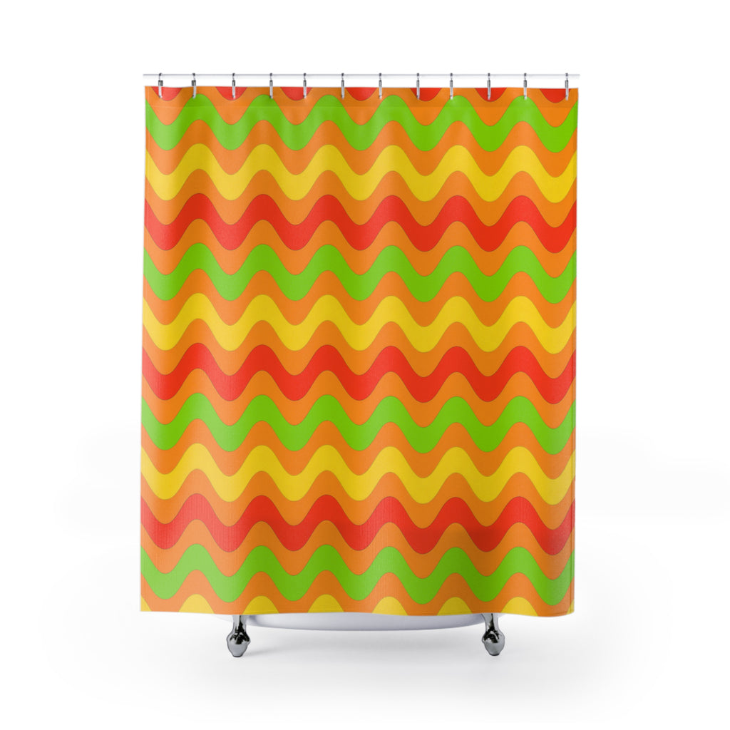 Big Ripple Chevrons Shower Curtain – Hot Citrus