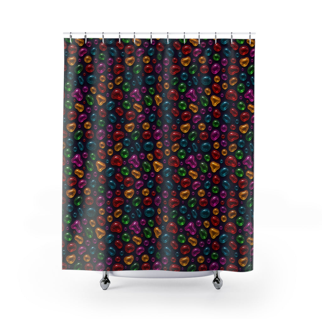 Jelly Glass Drops Shower Curtain – Glossy 3D Abstract Pattern
