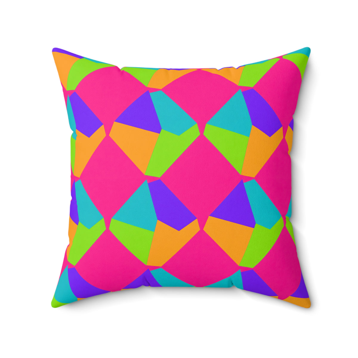 Grand Fractured Rhombus Faux Suede Cushion – Tropical Punch
