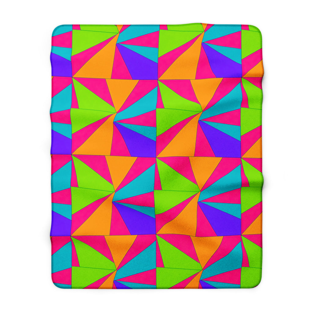 Cubist Sunburst Blocks Sherpa Fleece Blanket – Tropical Punch