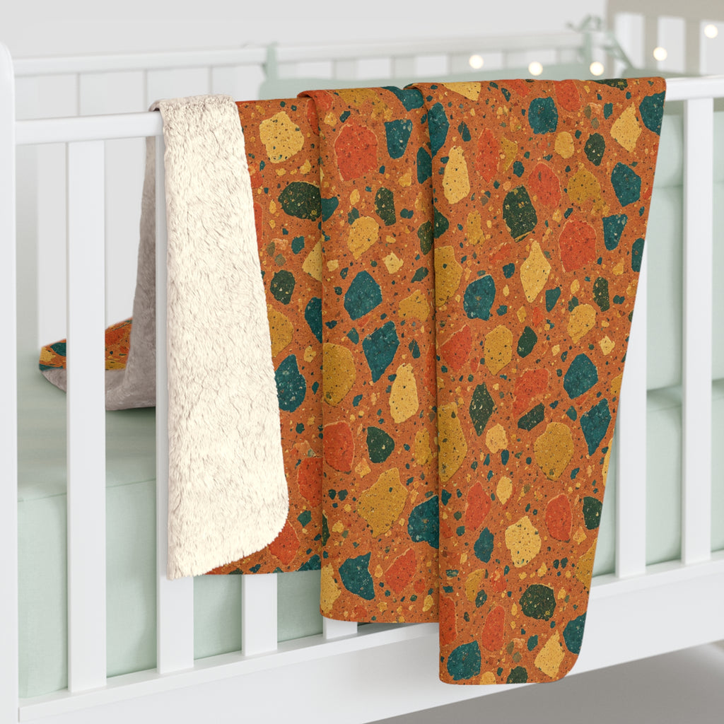 Macro Chip Mix Sherpa Fleece Blanket – Terrazzo Pattern