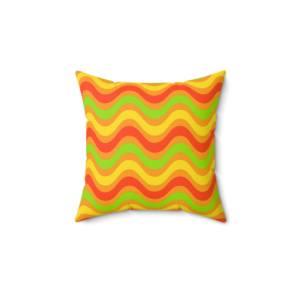 Wide Wave Interference Faux Suede Cushion – Hot Citrus