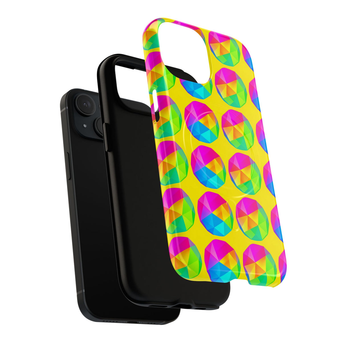 Holo Pebble Prisms Magnetic Tough iPhone Case – Iridescent Geometric Pattern
