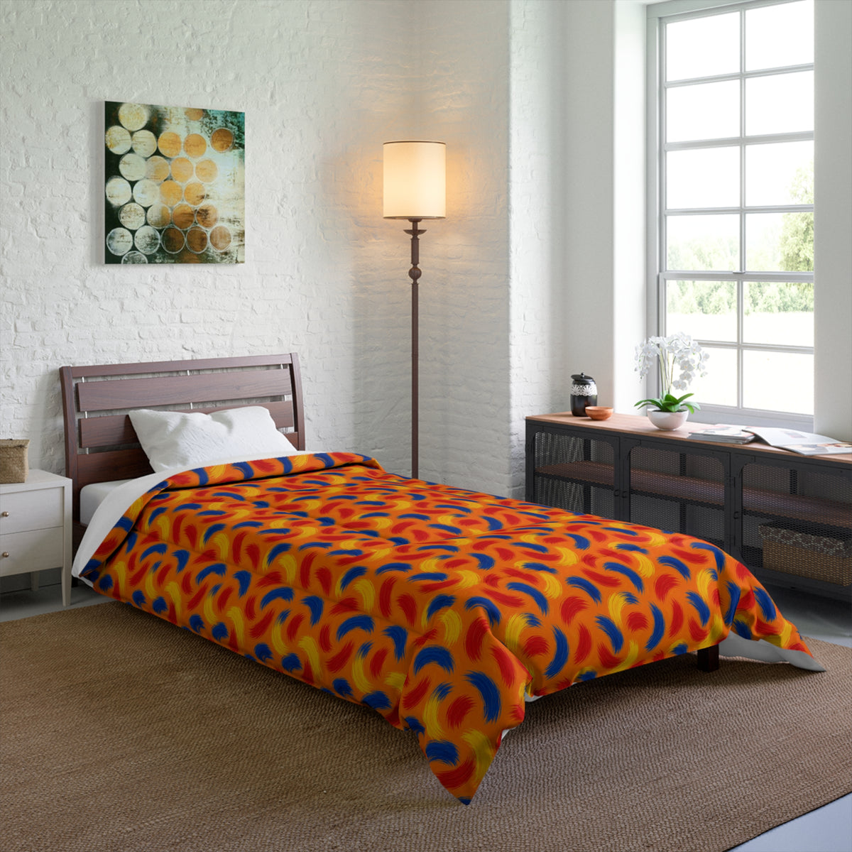 Sweeping Arcs Comforter – Expressionist Brushstroke Abstract Pattern