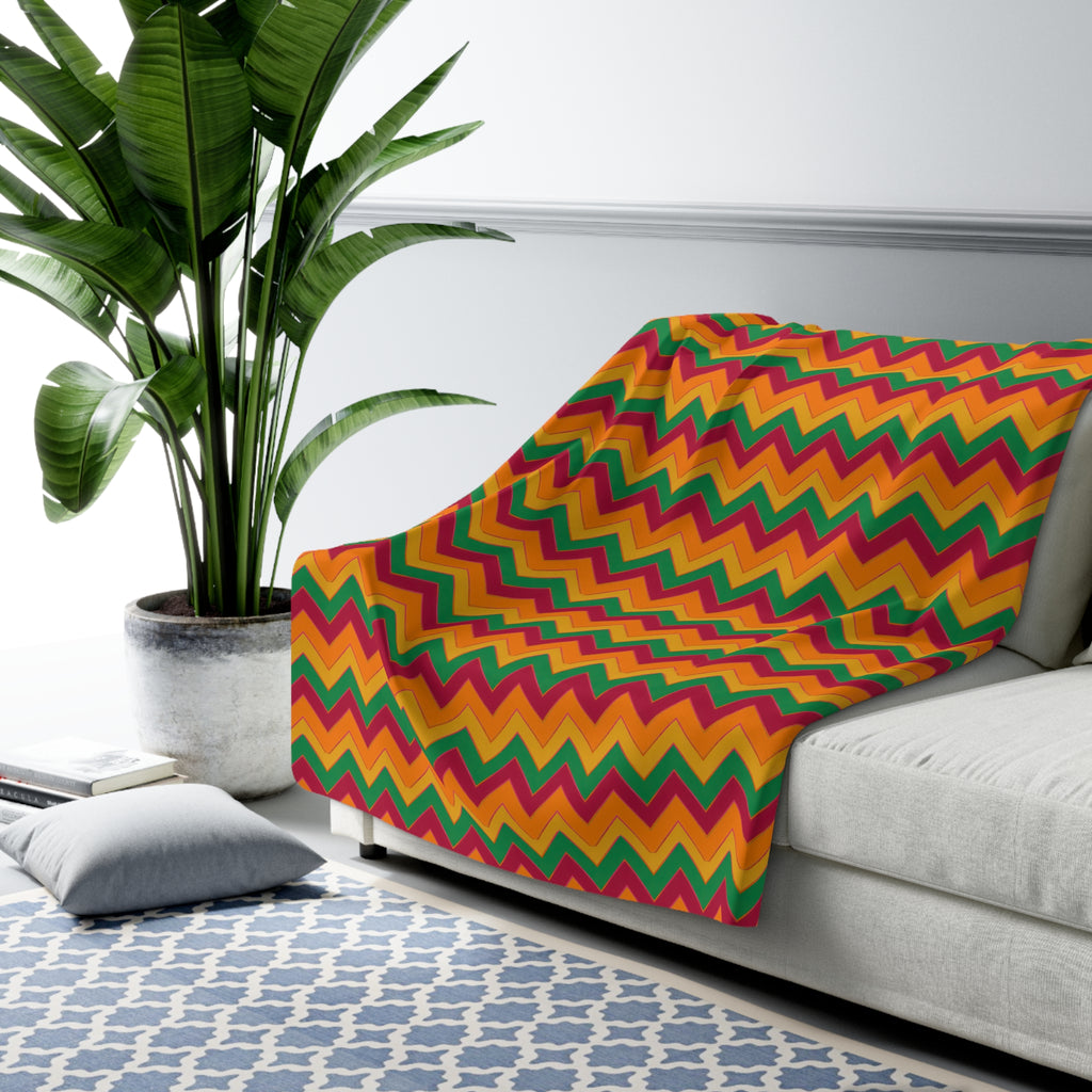 Jewel Chevron Bands Sherpa Fleece Blanket – Cranberry Spice