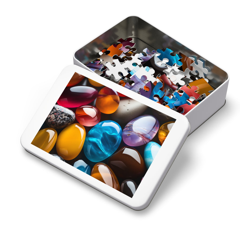 Jewel Pebbles Jigsaw Puzzle with Tin – Gemstone Art
