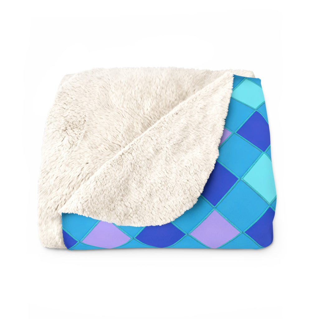 Jewel Harlequin Check Sherpa Fleece Blanket – Ice Jewel