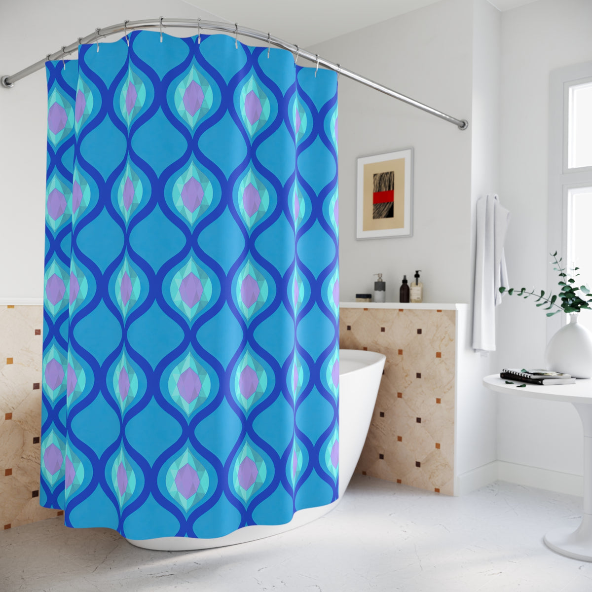 Grand Ogee Lattice II Shower Curtain – Ice Jewel