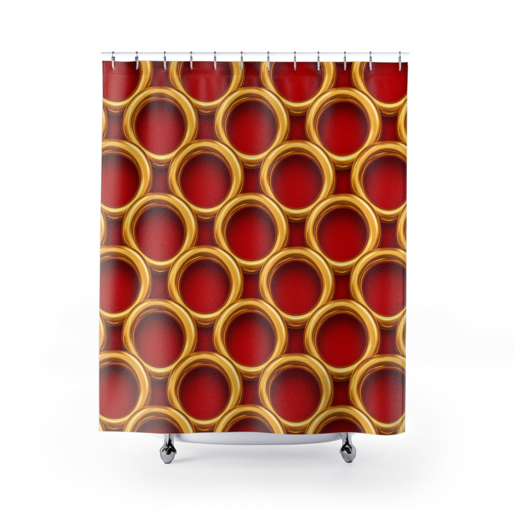 Big Gold Ring Weave Shower Curtain – Liquid Chrome Weave Pattern
