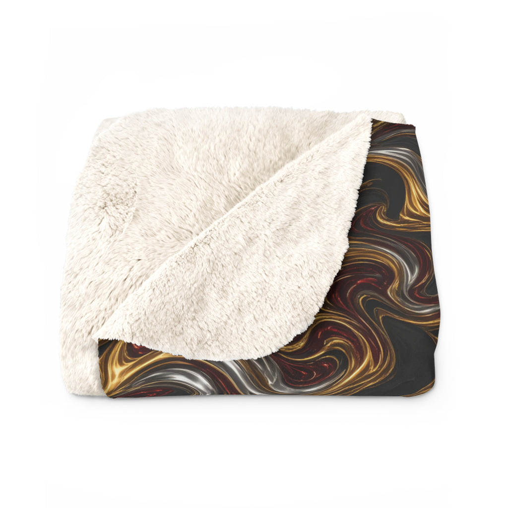 Melting Gold Ribbons Sherpa Fleece Blanket – Liquid Chrome Pattern