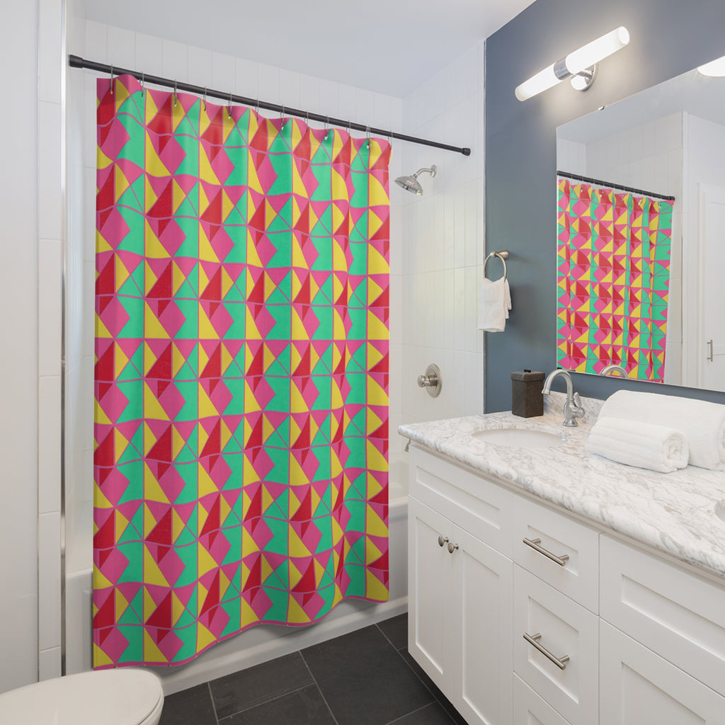 Jewel Block Quilt Shower Curtain – Candy Christmas