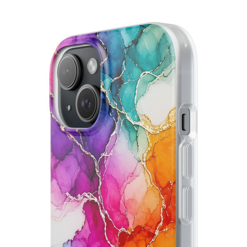 Rainbow Alcohol Ink Bloom Flexi Phone Case