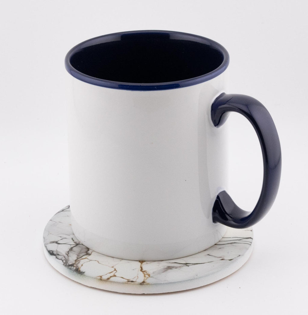 AI24020C Grey, White & Gold Marble Effect Round Ceramic Coasters-  Set of 6, colourful, gift for all occasions, six unique designs.