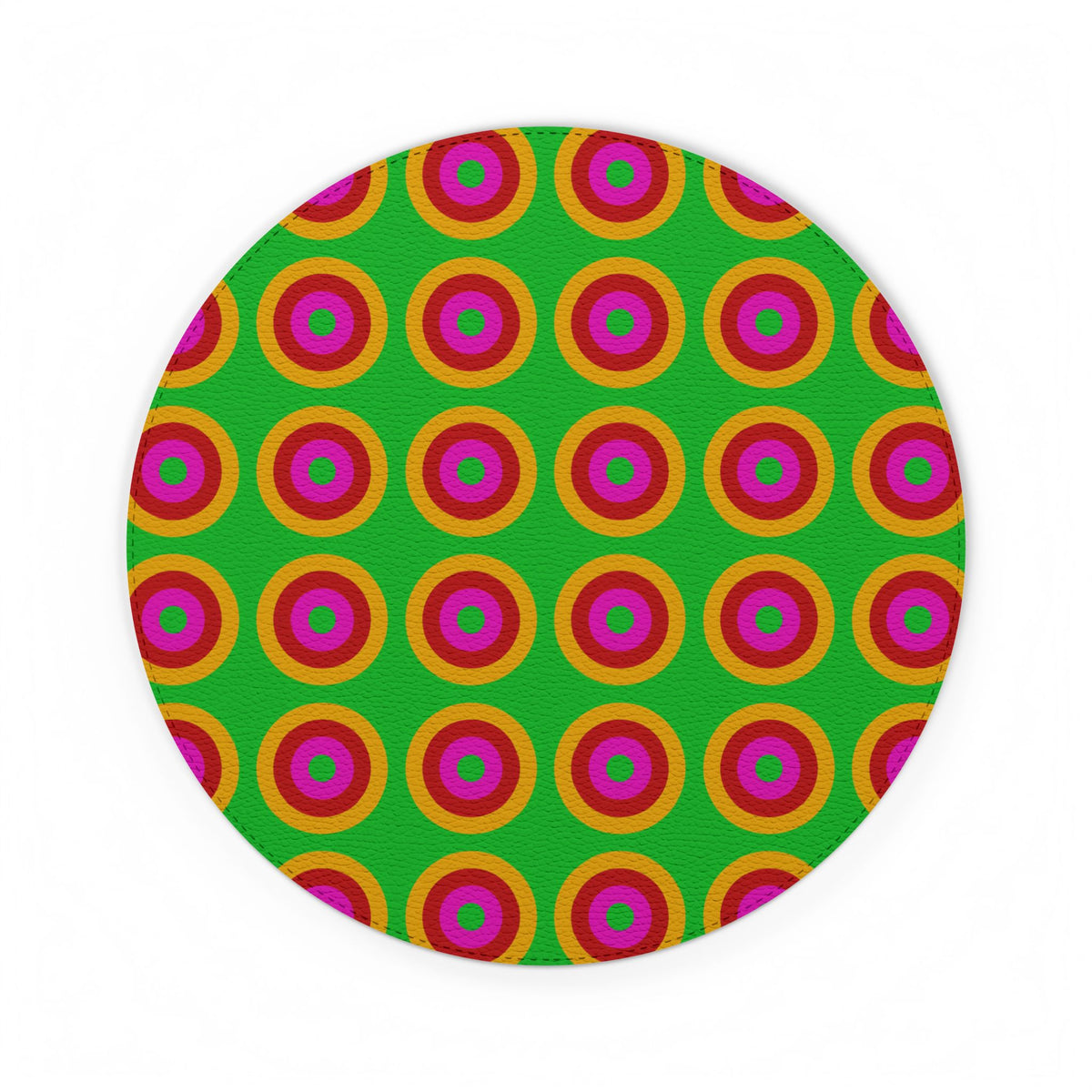 Giant Op-Art Jewel Rings Vegan Leather Mouse Mat – Op-Art Concentric Circles Pattern