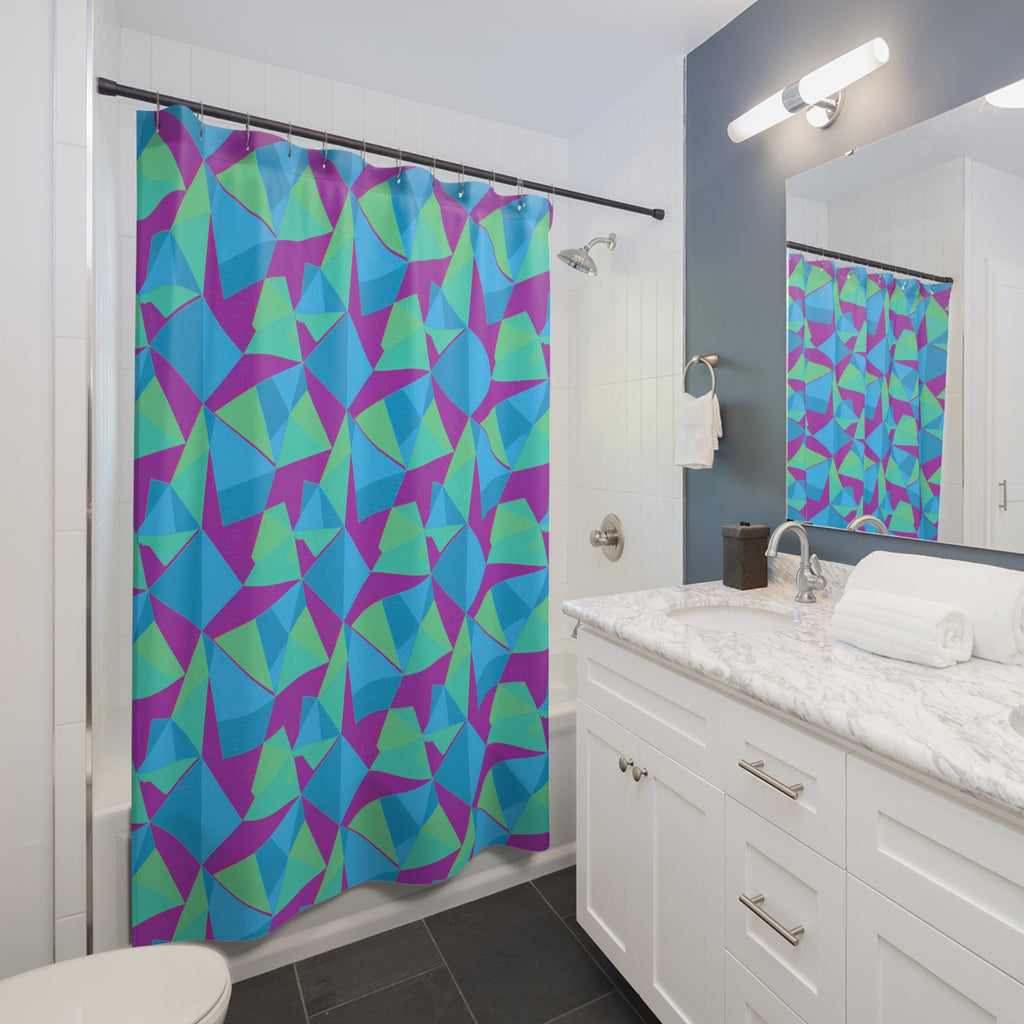 Faceted Panels Shower Curtain – Ice Jewel
